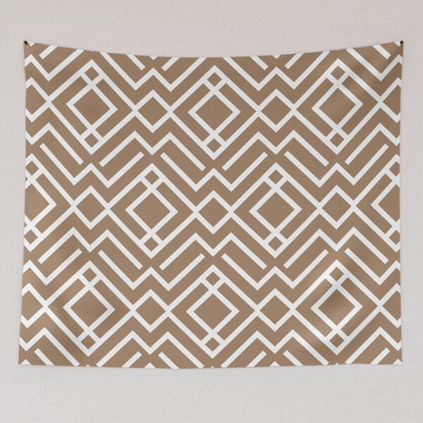 Item preview, Brown and White Chevron Stripe Diamond Shape Pattern Pairs Dulux 2022 Popular Colour Spiced Honey designed and sold by ColorOfTheYears.