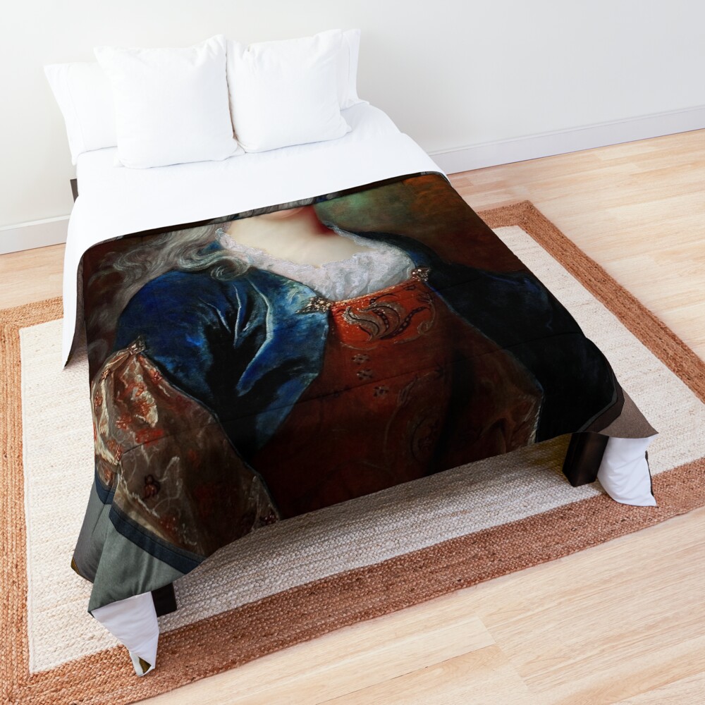 Female Portrait by Nicolas de Largillierre - Beauty In A Garden 2 Female Portrait by Nicolas de Largillierre Classical Fine Art Xzendor7 Old Masters Reproductions Comforter