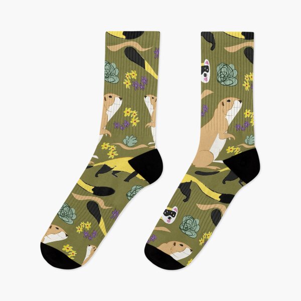 Item preview, Black footed ferret comeback pattern  in green designed and sold by belettelepink.