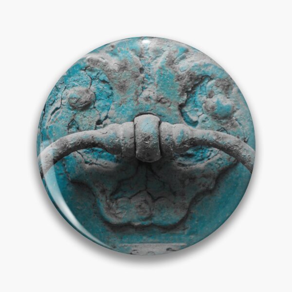 Item preview, turquoise door with ornamental iron knocker designed and sold by ellydevries.
