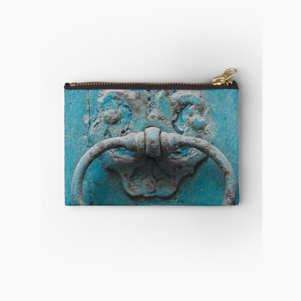 Item preview, turquoise door with ornamental iron knocker designed and sold by ellydevries.