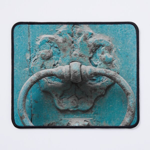 Item preview, turquoise door with ornamental iron knocker designed and sold by ellydevries.