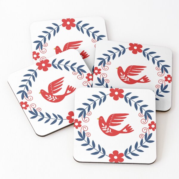 Item preview, Folk art design with floral motifs and a bird designed and sold by SolArt88.