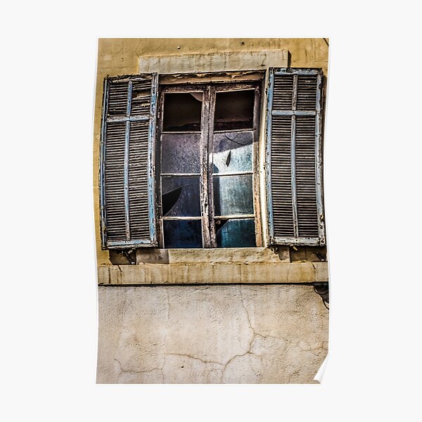 old tattered windows with shutters Poster