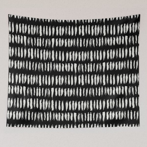 Aperçu de l'œuvre Black and Off White Vertical Stripe Dash Lines Pattern Pairs Dulux 2022 Popular Colour Cloudy Dreams créée et vendue par ColorOfTheYears.