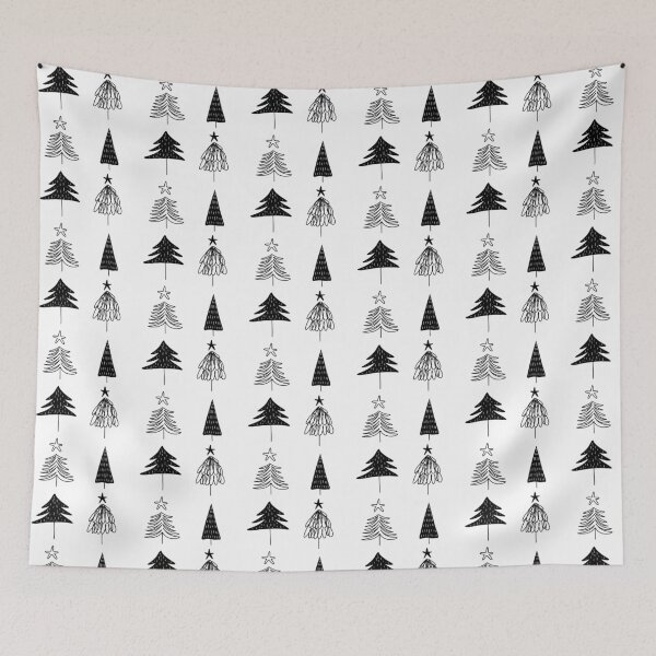Item preview, Simple Christmas tree, black and white tree illustration designed and sold by SolArt88.