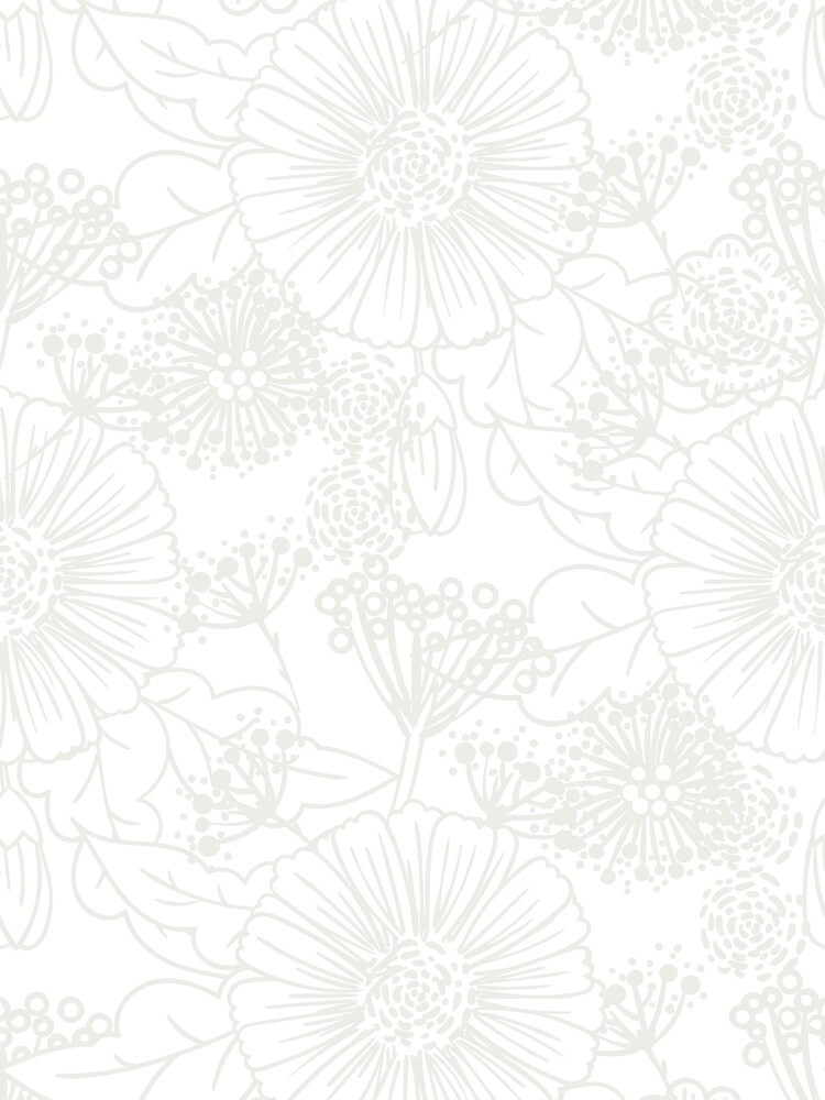 Thumbnail 3 von 3, Tuch, Off White and White Hand Drawn Floral Pattern Pairs Dulux 2022 Popular Colour Cloudy Dreams designt und verkauft von ColorOfTheYears.
