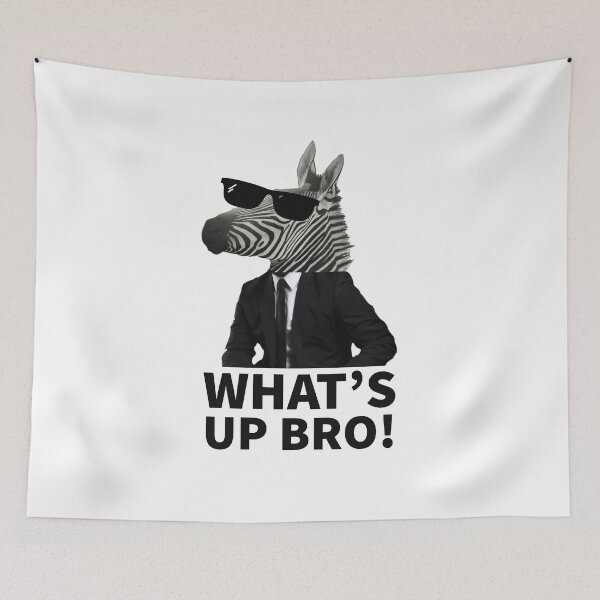 Item preview, ZEBRA - ANIMALS - FUNNY ANIMALS - COLLAGE - WHAT'S UP BRO  designed and sold by Tropical Blood.