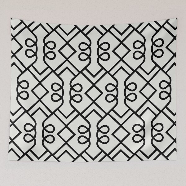 Aperçu de l'œuvre Black and Off White Minimal Diamond Loop Pattern Pairs Dulux 2022 Popular Colour Cloudy Dreams créée et vendue par ColorOfTheYears.