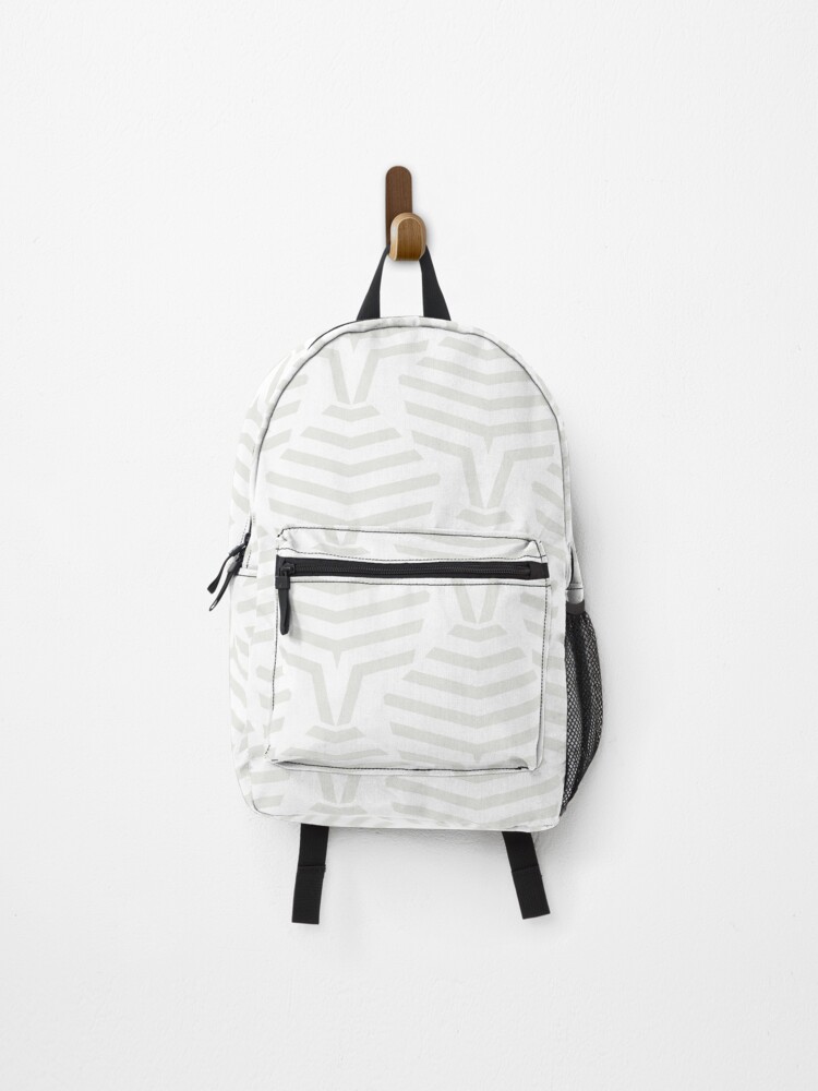 Thumbnail 1 von 3, Rucksack, Off White and White Geometric Stripe Shape Pattern Pairs Dulux 2022 Popular Colour Cloudy Dreams designt und verkauft von ColorOfTheYears.