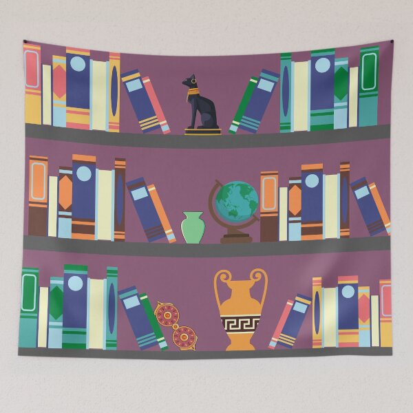 Item preview, The Colorful Traveler Bookshelf with Globes and Curios designed and sold by AnAwkwardOtter.