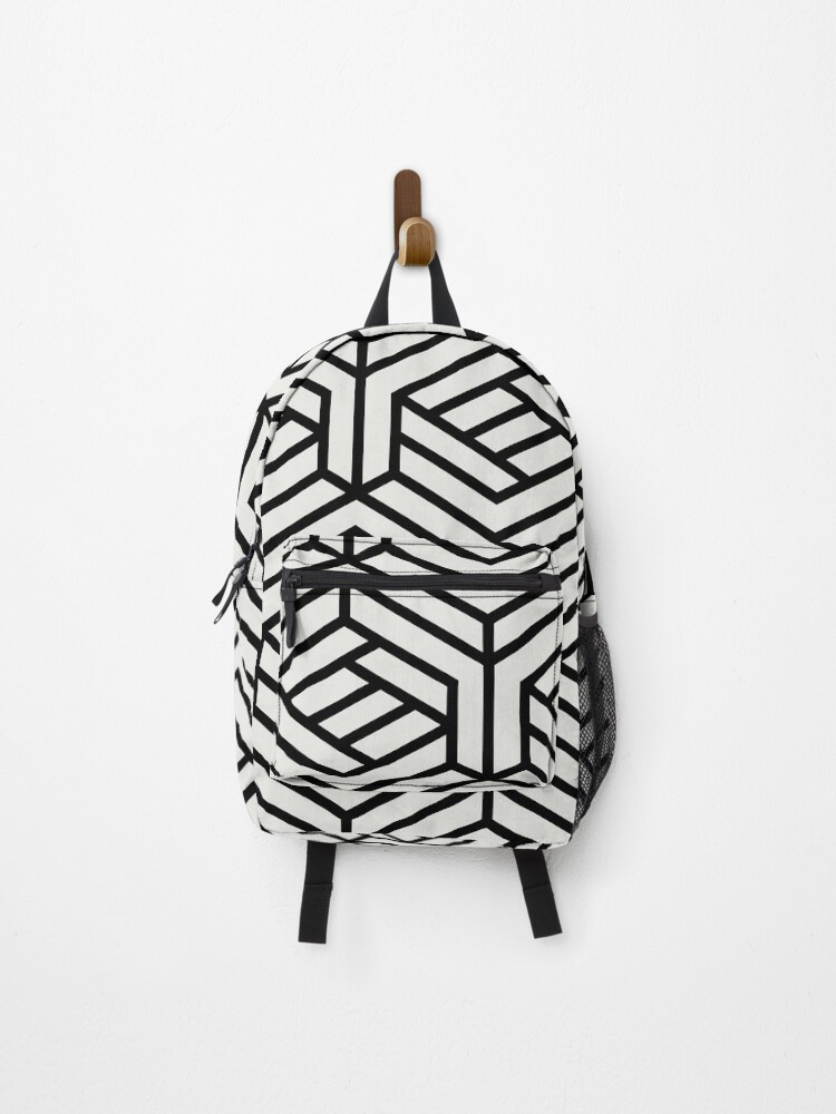 Imagen 1 de 3, Mochila con la obra Black and Off White Cube Geometric Shape Pattern Pairs Dulux 2022 Popular Colour Cloudy Dreams, diseñada y vendida por ColorOfTheYears.