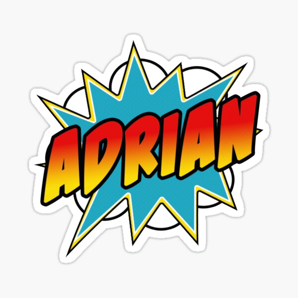 "Boys Adrian Comic Book Superhero Name" Sticker for Sale by Rixta82