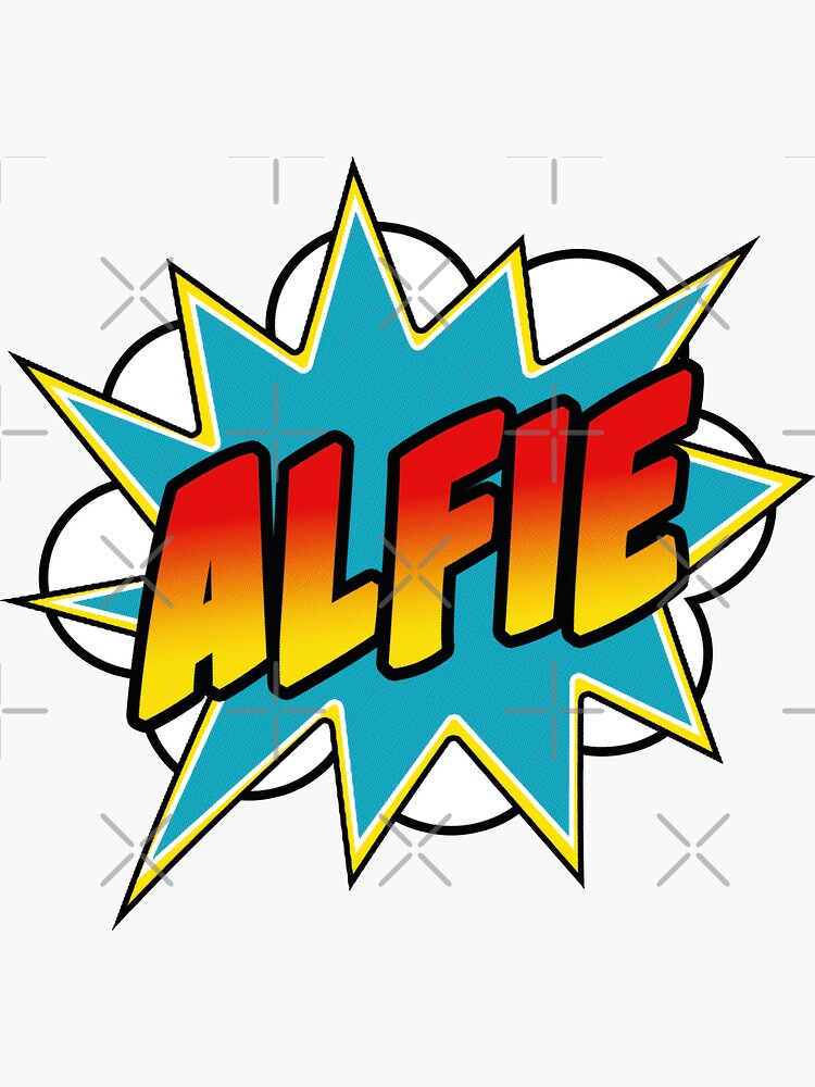 "Boys Alfie Comic Book Superhero Name" Sticker for Sale by Rixta82