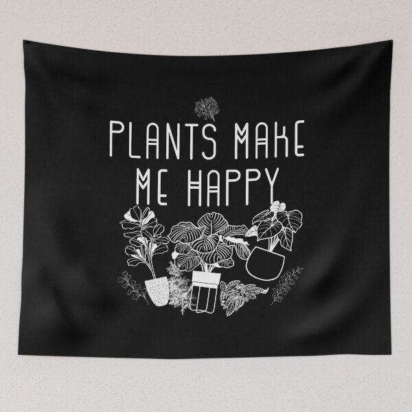 Item preview, Plants Make Make Me Happy White Line Drawing Design designed and sold by EarthArtDesigns.
