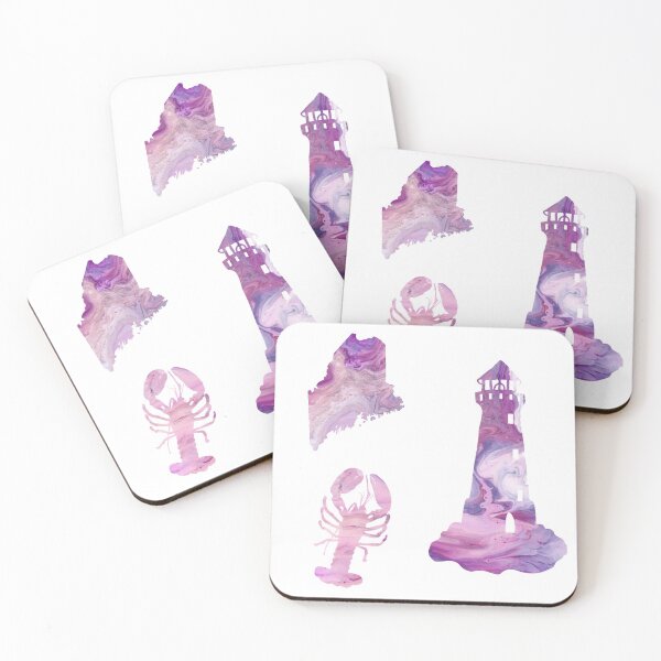 Item preview, Pink and Purple Marble State of Maine Sticker Pack  designed and sold by Dalaura.