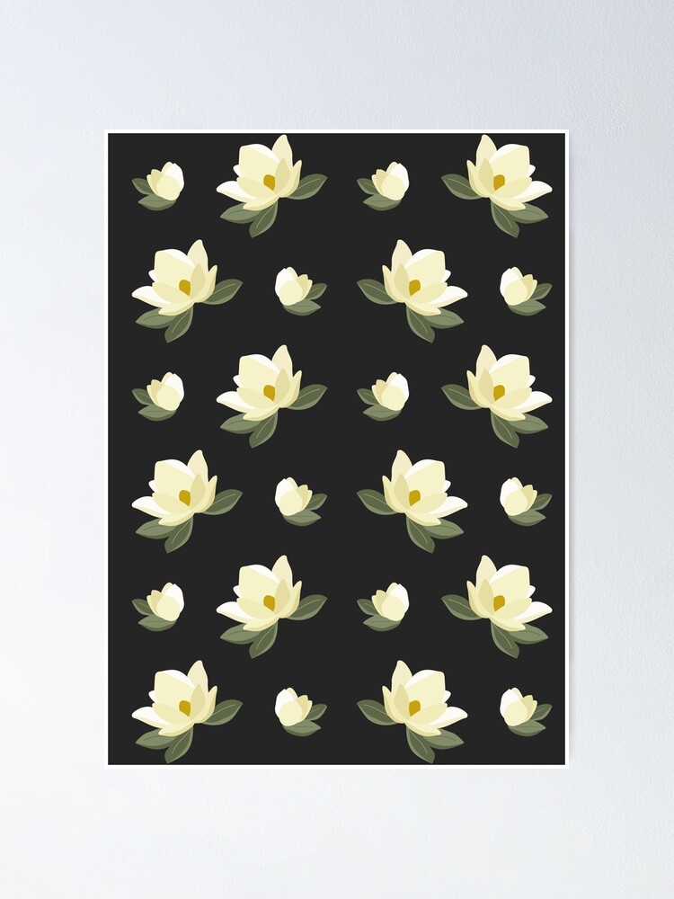 Póster «Patrón de arte de flores de magnolia blanca» de mkozll | Redbubble