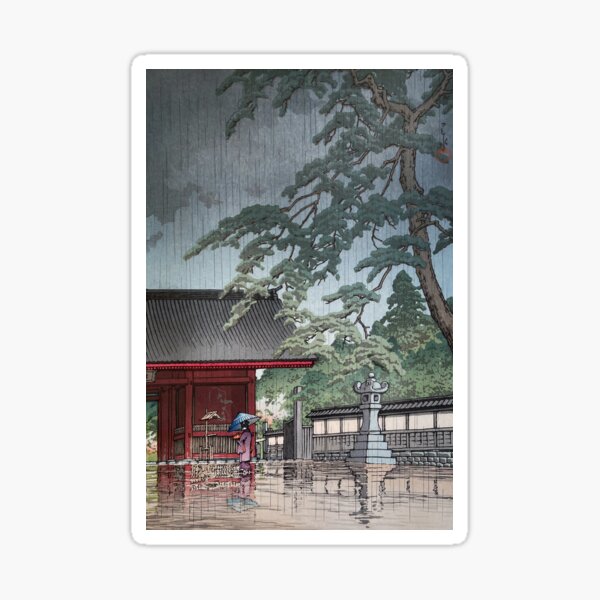 Item preview, Spring Rain at Gokoku Temple by Kawase Hasui designed and sold by Ukiyo-Studio.