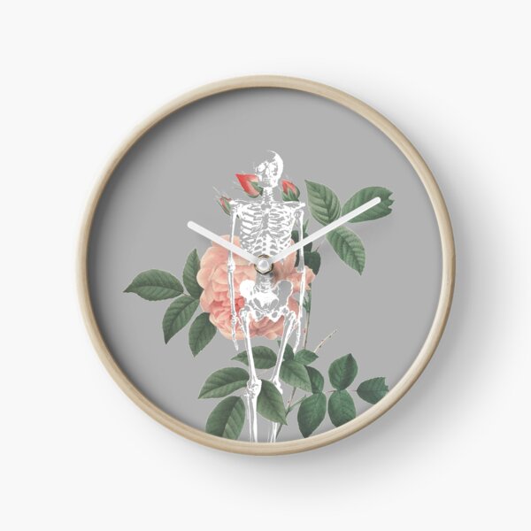 Skeleton Vintage Floral Print Clock