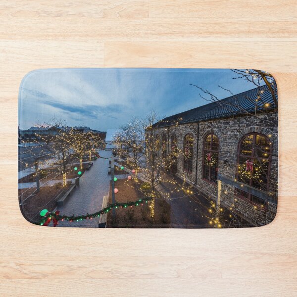 Item preview, Christkindlmarkt ready to open at dusk in beautiful lights surrounded by the industrial and historic center of Bethlehem designed and sold by Rabbitti.