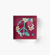 Flowery Peace Sign Acrylic Block