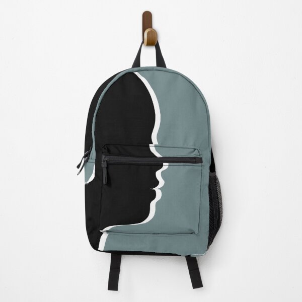 Item preview, Black and White Aegean Teal Silhouette Profile Op Art designed and sold by hyproinc.