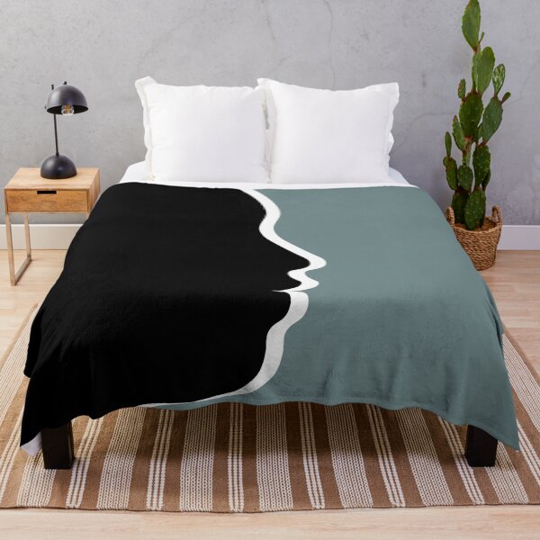 Item preview, Black and White Aegean Teal Silhouette Profile Op Art designed and sold by hyproinc.