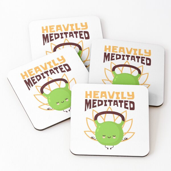 Item preview, Heavily Meditated, Funny Yoga Kettlebell Fitness designed and sold by Maria Garcia.