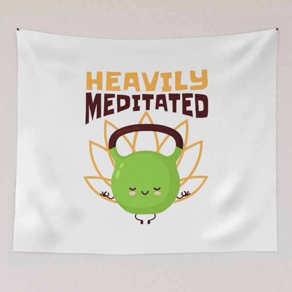 Item preview, Heavily Meditated, Funny Yoga Kettlebell Fitness designed and sold by Maria Garcia.