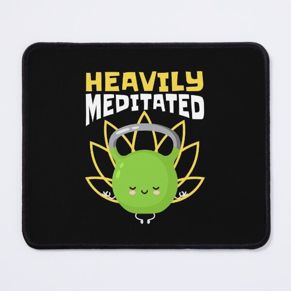 Item preview, Heavily Meditated, Funny Kettlebell Namaste Yoga designed and sold by Maria Garcia.