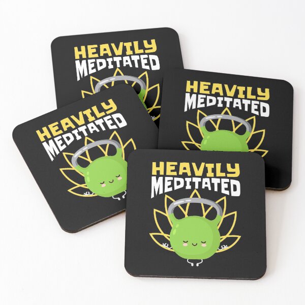 Item preview, Heavily Meditated, Funny Kettlebell Namaste Yoga designed and sold by Maria Garcia.