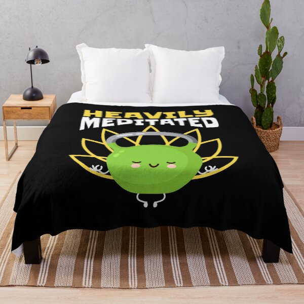 Item preview, Heavily Meditated, Funny Kettlebell Namaste Yoga designed and sold by Maria Garcia.