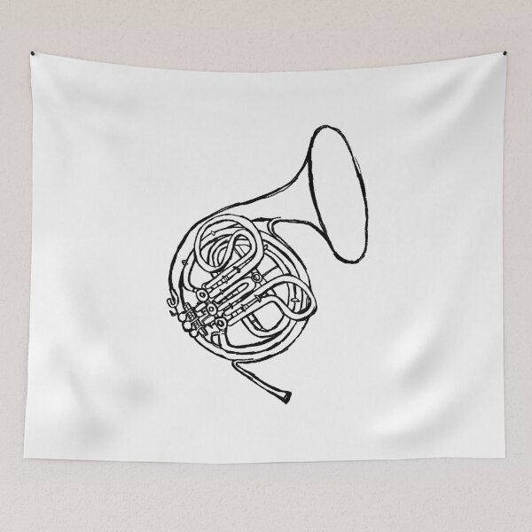 Item preview, Hand Drawn Brass Vintage French Horn  designed and sold by badlydrawnbabe.