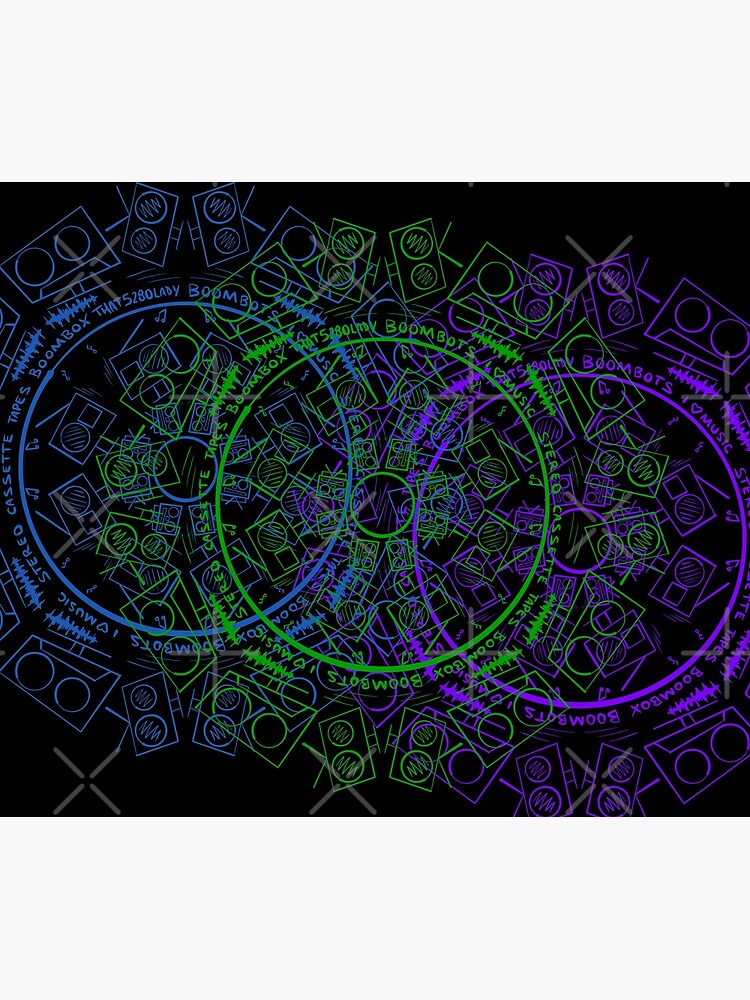 Radial Kaleidoscope Bots - Blue Green Purple Music Robots by that5280lady