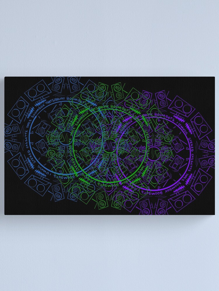 Alternate view of Radial Kaleidoscope Bots - Blue Green Purple Music Robots Canvas Print