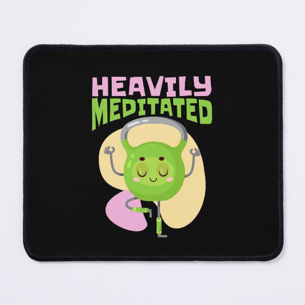 Item preview, Heavily Meditated, Funny Kettlebell Yoga Pose designed and sold by Maria Garcia.