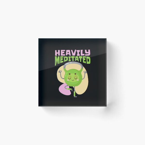 Item preview, Heavily Meditated, Funny Kettlebell Yoga Pose designed and sold by Maria Garcia.