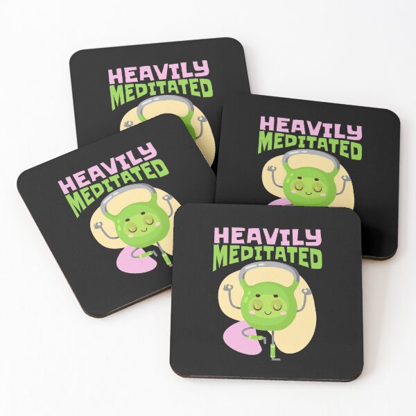Item preview, Heavily Meditated, Funny Kettlebell Yoga Pose designed and sold by Maria Garcia.