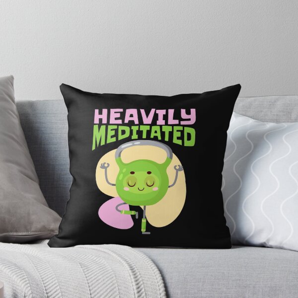 Item preview, Heavily Meditated, Funny Kettlebell Yoga Pose designed and sold by Maria Garcia.