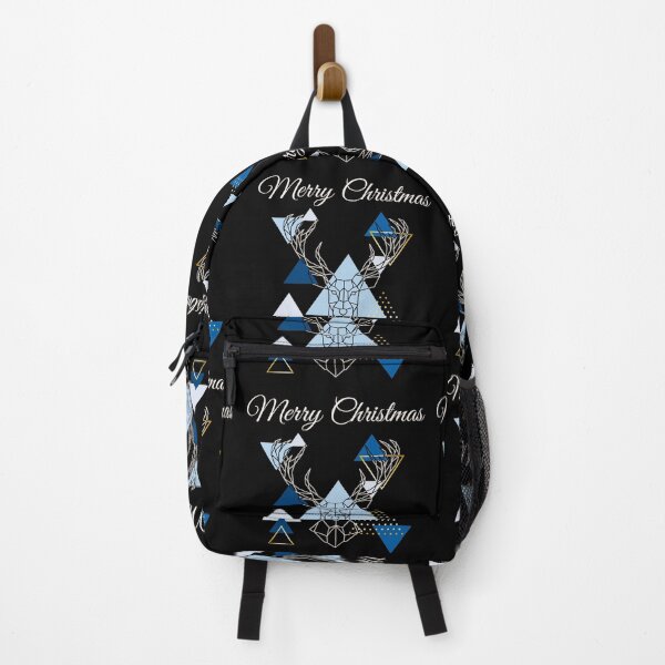 Item preview, Merry Christmas Card Reindeer Stage Front - Abstract Triangles - Blue designed and sold by NoMatterLab.