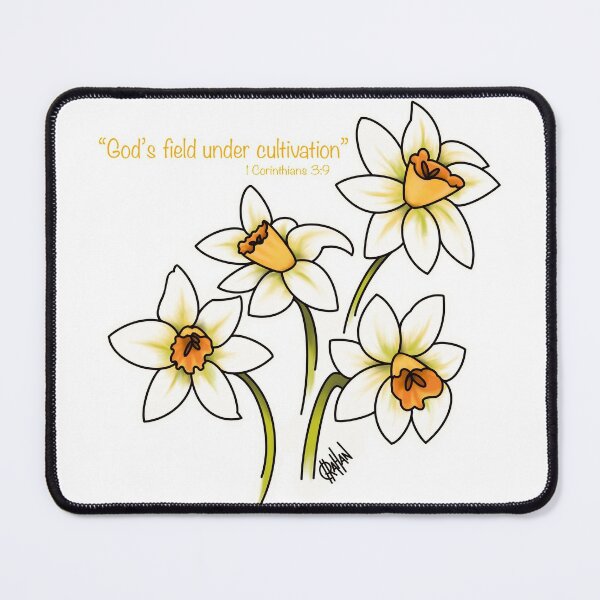 Daffodils with Scripture 1 Corinthians 3:9 Mouse Pad
