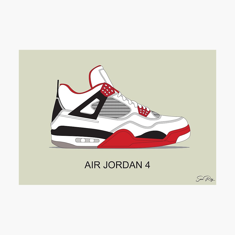 Retro Air Jordan 5 x Supreme Custom Kicks Sneaker Poster Art