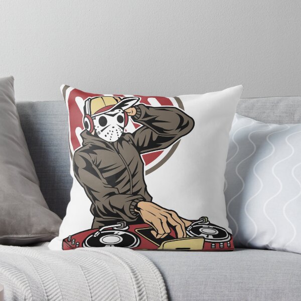 Item preview, DJ in mask playing on mixer on white designed and sold by coffeeapparel.