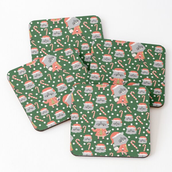 Item preview, Christmas Racoon Pattern Design Green designed and sold by racharanha.
