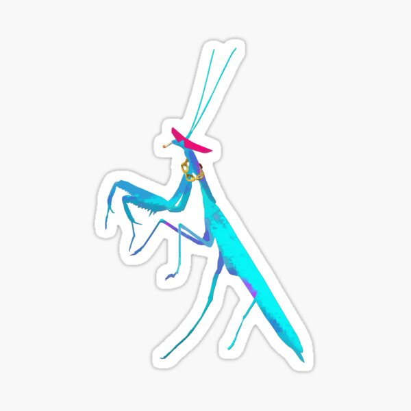 Blue Praying Mantis Smoking a Ciggy Sticker