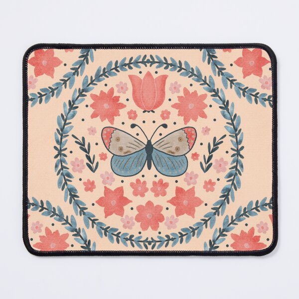 Item preview, Teal Blue and Pink Butterfly Wreath Pattern  designed and sold by Lavender Mint Graphics.