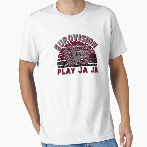 Artikel-Vorschau von Eurovision Play Ja Ja - Akkordeon Distressed Sunset Grey & Burgundy auf Weiß - Original von Boo-da-chay, designt und verkauft von Boo-da-chay.