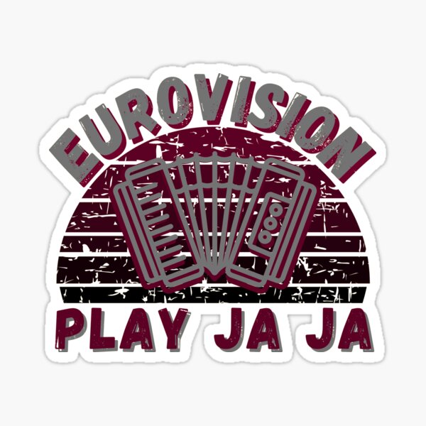 Artikel-Vorschau von Eurovision Play Ja Ja - Akkordeon Distressed Sunset Grey & Burgundy auf Weiß - Original von Boo-da-chay, designt und verkauft von Boo-da-chay.