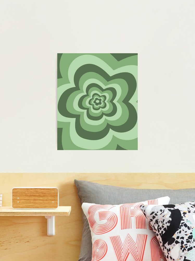 Trendy Green Indie Y2K Flowers Pattern
