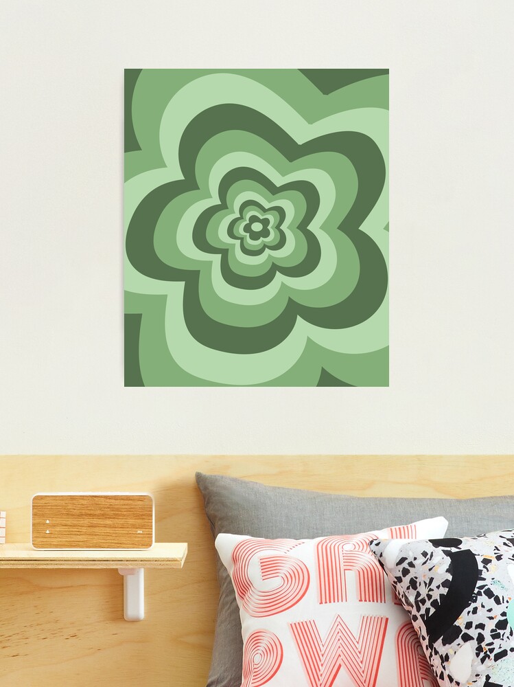Trendy Green Indie Y2K Flowers Pattern